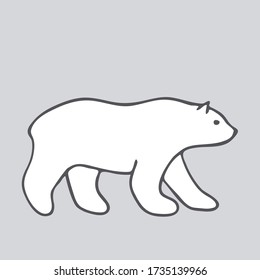 El oso está aislado en un fondo gris. Objetos adornados con símbolo Wildlife y Animal. Plantilla para postal, banner, afiche, diseño web. Ilustración vectorial dibujada a mano.