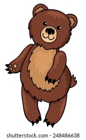 Bear isolated on white. Vector cartoon illustration.