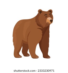 Bear isolated Wild forest creature with brown fur. cartoon character of big mammal animal