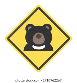 Urso (urso preto japonês) aviso advertência adesivo adesivo material de ilustração