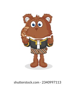 the bear Javanese character. cartoon mascot vector