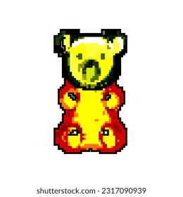 bear jelly candy game pixel art retro vector. bit bear jelly candy. old vintage illustration