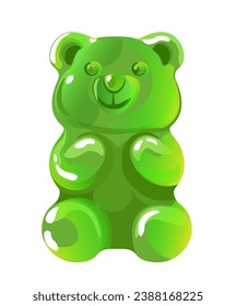 Bear jelly candy marmalade, tasty sweets for children. Isolated icon of chewy sugar figure. Desserts or snacks made of gelatin. Delicious snack or meal, shop assortment. Vector in flat style