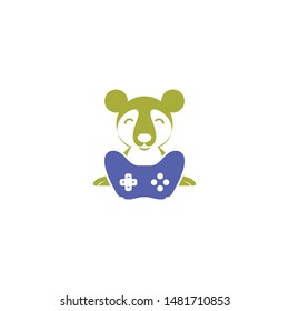 Bear with joistick logo design vector template