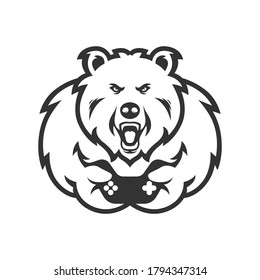 bear with joystick. e sport logo