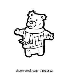 caricatura de oso con saltador y bufanda
