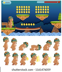 Bear jumping game template illustration