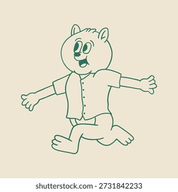 urso saltando retro desenho animado personagem ilustração
