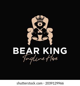 bear king chair inspiration illustration logo design