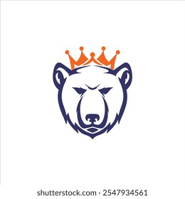 bear king crown design logo