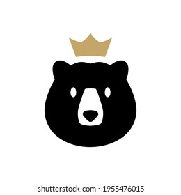 Bear King Crown Logo Vector Icon Illustration