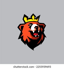 Diseño de vectores para el logotipo de Bear King con corona