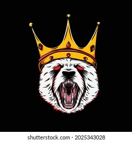 bear king illustration on black background