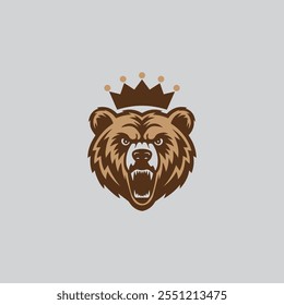 Bear King Logo Vector template design,
