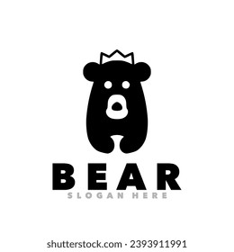 Bear king silhouette logo design logo template 