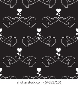 Bear Kiss Love valentine Seamless Pattern black