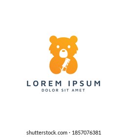 bear and knife negative space logo design