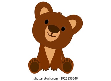 Bear kuma Brown kawaii cute  sit baby animal Cartoon illustration Vector