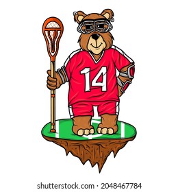 bear lacrosse player design illustration