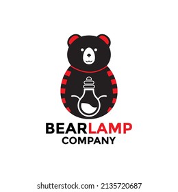 bear lamp logo hipster retro vintage vector icon illustration