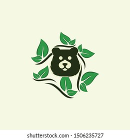Bear Leaf Animal Wildlife Creative Vector Logo