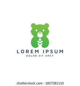 bear and leaf negative space logo design