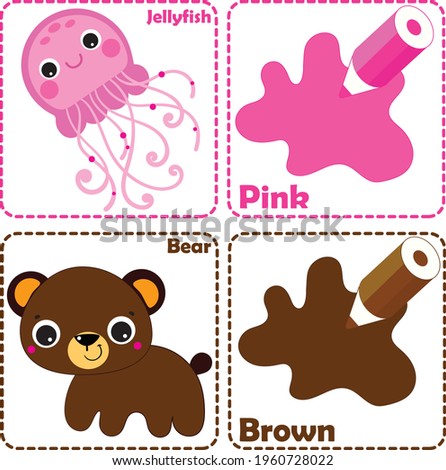 bear learn brown colors kids kards. Learning animal colors. Color cards.