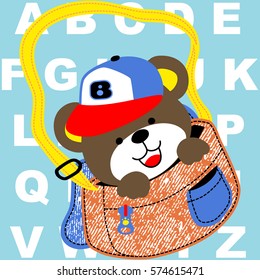 bear learn to letter vector cartoon illustration