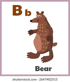 Bear letter B english alphabet card children