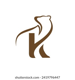 bear letter K logo Vector