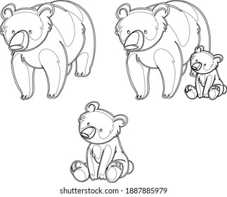 Bear Line Art Design Hand Drawing Sketch Vector illustration For Adult And Kids Coloring Book