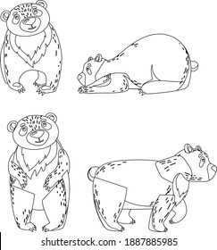 Bear Line Art Design Hand Drawing Sketch Vector illustration For Adult And Kids Coloring Book