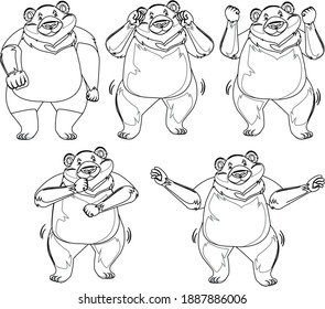 Bear Line Art Design Hand Drawing Sketch Vector illustration For Adult And Kids Coloring Book