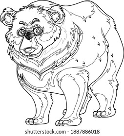 Bear Line Art Design Hand Drawing Sketch Vector illustration For Adult And Kids Coloring Book