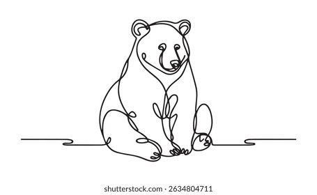 Bear line art drawing can be used for minimalist wall decoration