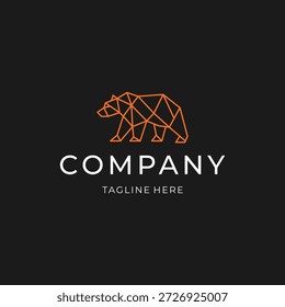 Urso logotipo da arte da linha com linhas em negrito transmitindo poder, estabilidade e coragem.