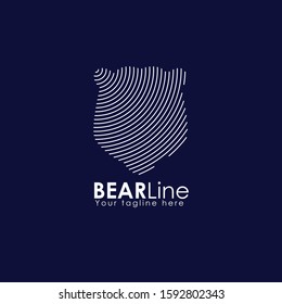 Bear line art logo vector design template. Animal Technology Logo Element