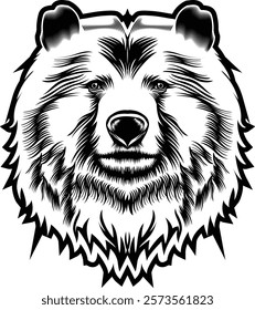Bear line art vector, bear face vector
