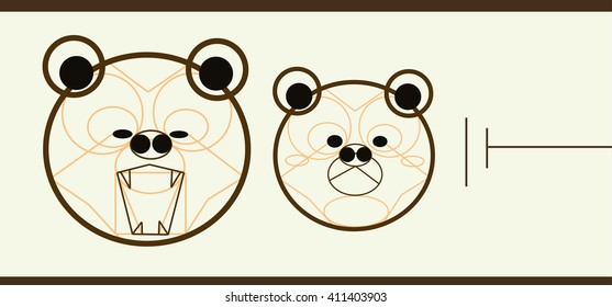 Bear in line and geometric design style