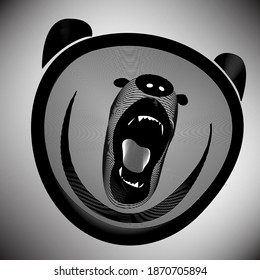 Bear with linocut art style