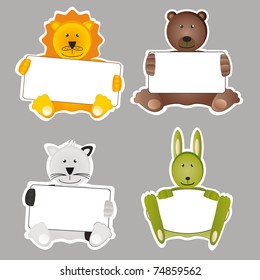 Bear, lion, cat and rabbit