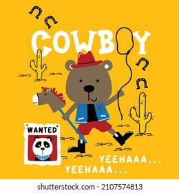 bear the little cowboy funny animal cartoon