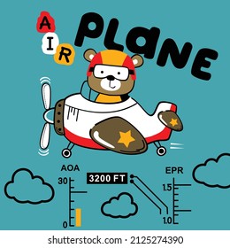 bear the little pilot funny animal cartoon