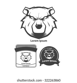 bear for logo, american football symbol, simple illustration, sport team emblem, design elements and labels, security idea