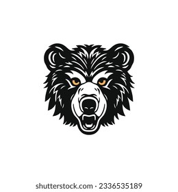 Logotipo del oso de la imagen de clip Angry Grizzly Head, símbolo de silueta polar símbolo de la silueta vectorial icono de la mascota, aislado en fondo blanco.