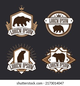 bear logo badge vector illustration set