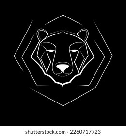 Logo del oso para blanco y negro. Arte de línea. Arte con logotipos. 