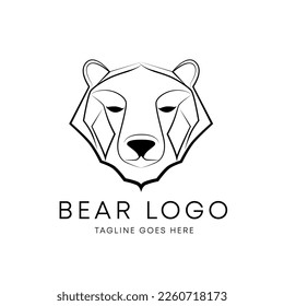 Bear logo for black and white. Line art. Logo art. 