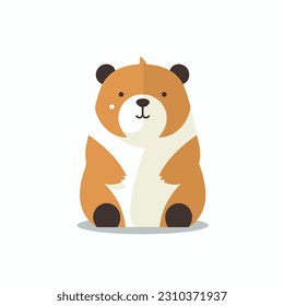 Bear in logo cartoon style. 2d vector illustration in acon style. Minimalist sticker design super cute baby