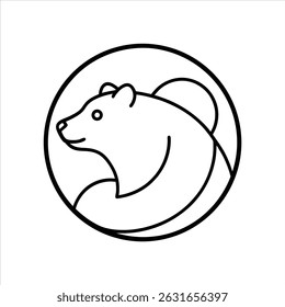 Bear Logo Circular Vector Icon Outline Design